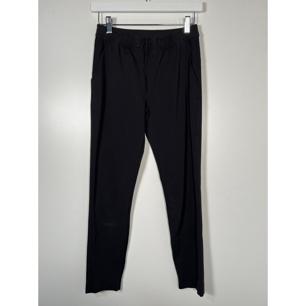 Lululemon Black Tapered‎ Athletic Pants Elastic Waist Slim Fit Activewear Size 4